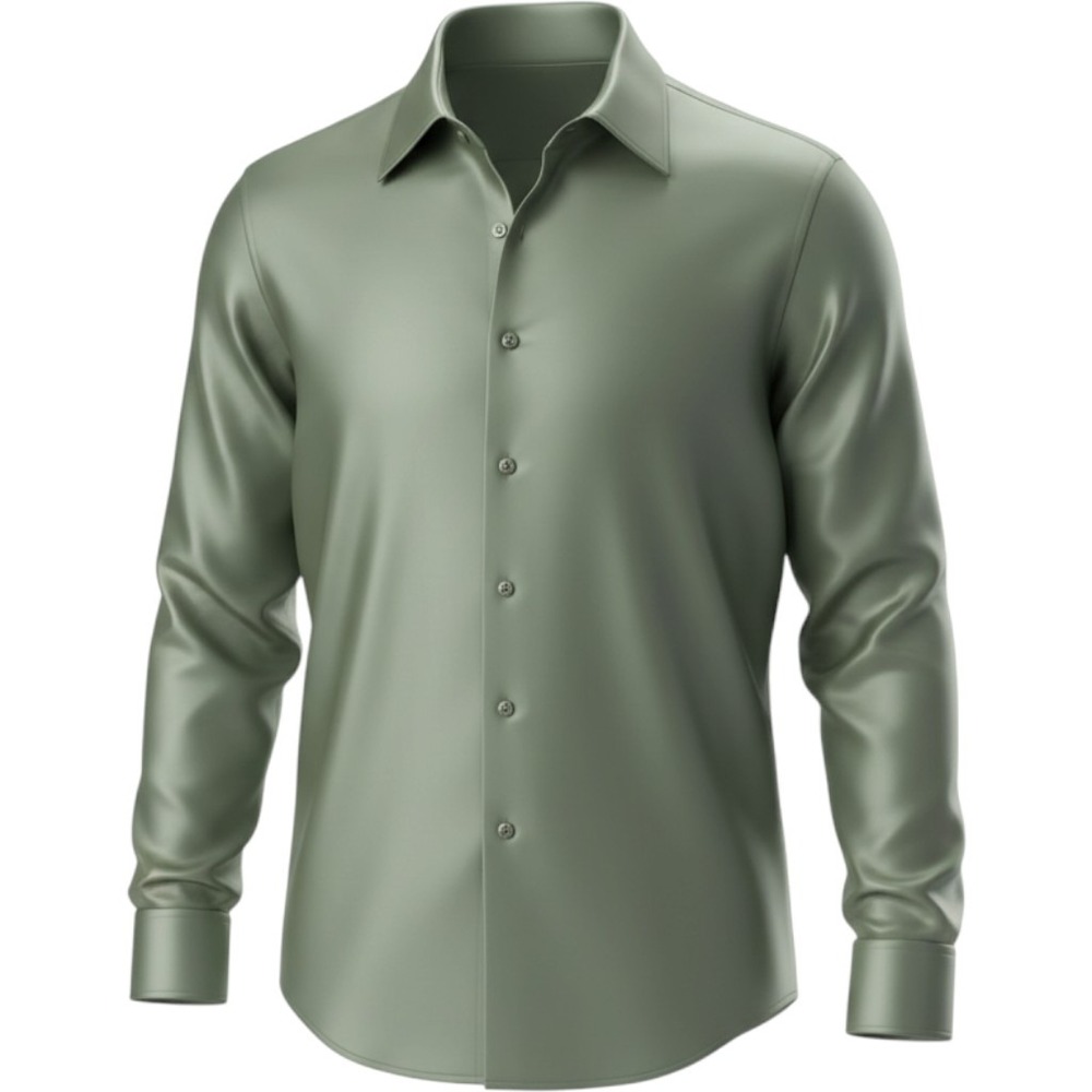 Arrow Long Sleeve Dress Shirt Size 17 1/2 36/37 Green Sateen Wrinkle Free